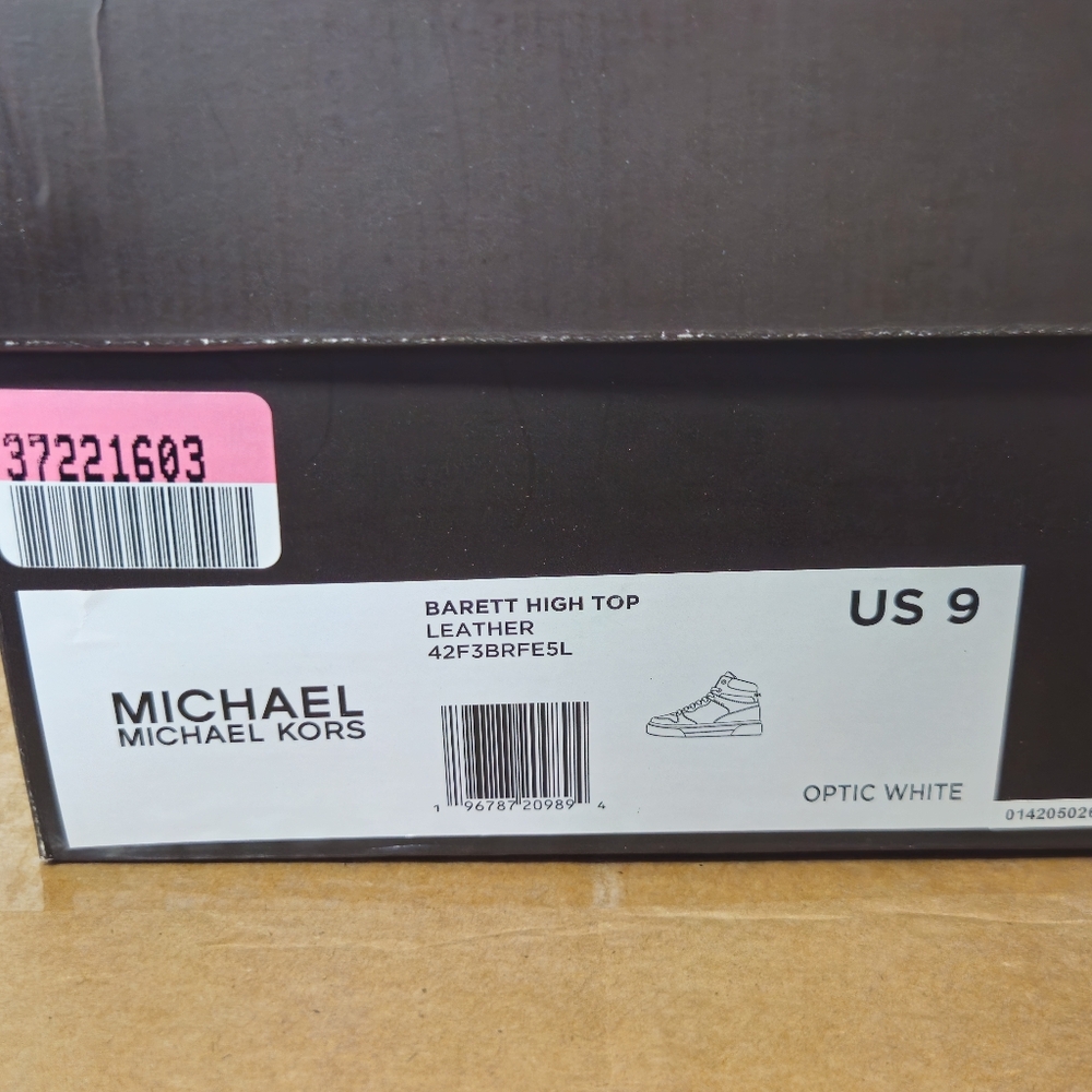 Michael Kors Barett Leather High-Top Men's Sneakers Optic White 42F3BRFE5L - Picture 9 of 9
